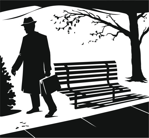 一个商人在公园里散步图片下载