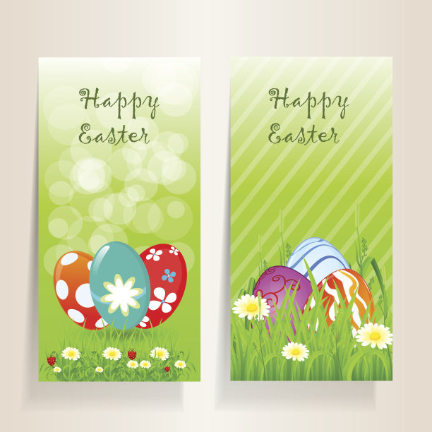 一套美丽的复活节卡片图片下载
