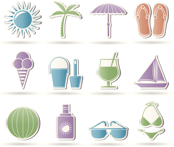夏天，假期和海滩物品图片下载