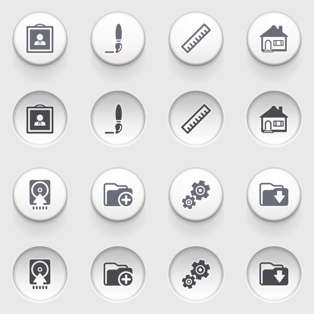 白色按钮上的互联网图标。图片下载