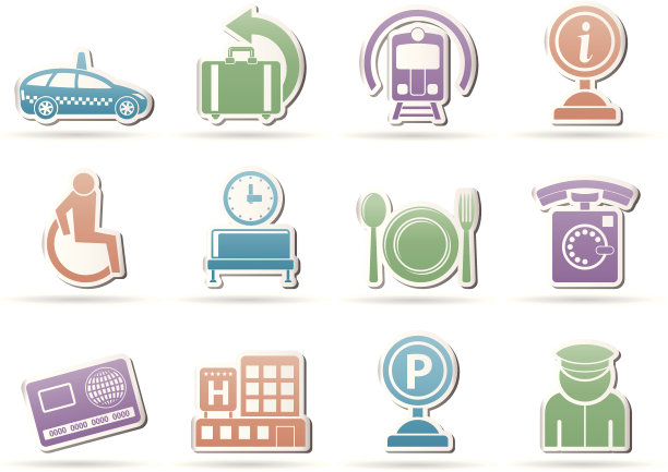 机场、旅游和交通图标图片下载