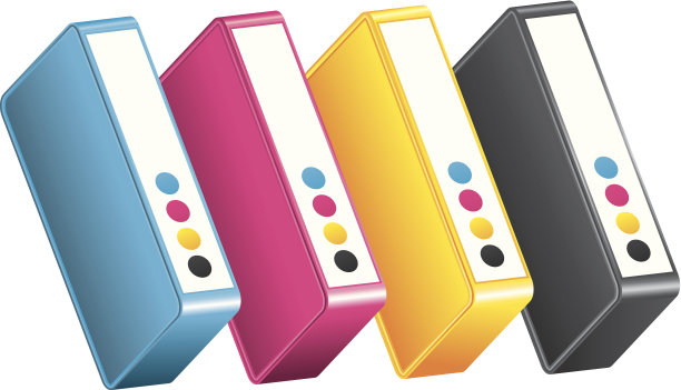 CMYK CMJN墨粉。四个墨盒。图片下载