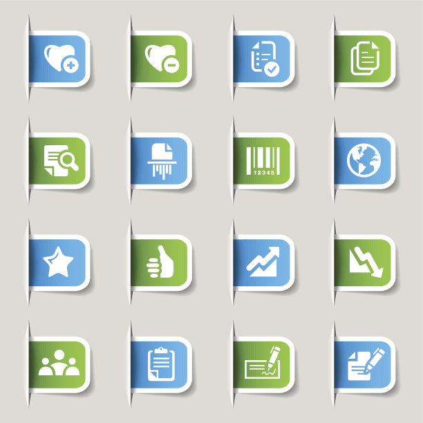 各种绿色和蓝色的商业图标标签图片下载