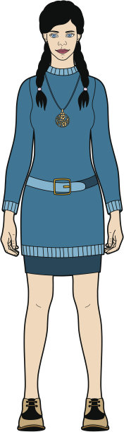 穿蓝毛衣的女人图片下载