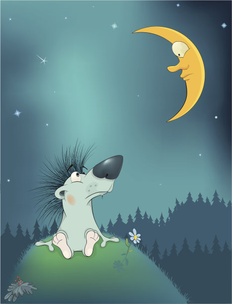 刺猬与月亮图片下载