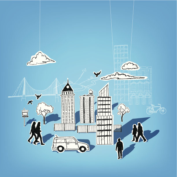 纸质城市矢量元素图片下载