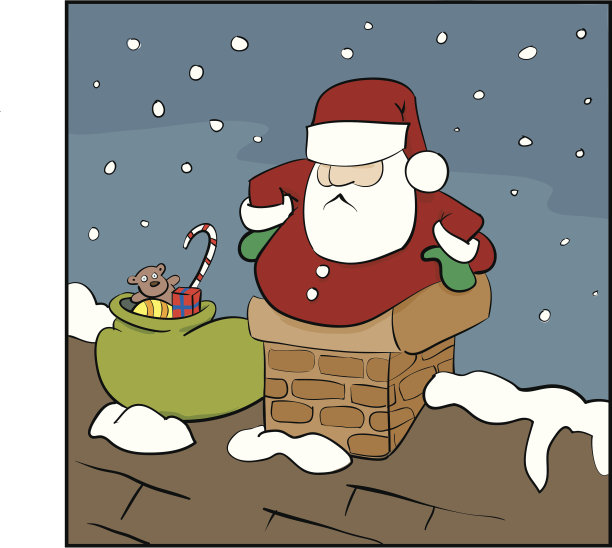 圣诞老人被卡在烟囱里图片下载