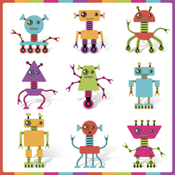 小抽象机器人涂鸦收集。图片下载