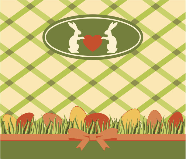 有兔子和彩蛋的漂亮的复活节卡片。向量图片下载