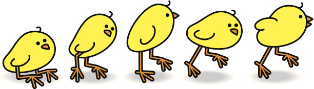 五只小鸡排成一行跑图片下载