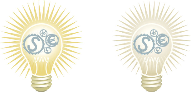 商业概念灯泡与金钱符号图片下载