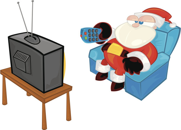 圣诞老人看电视图片下载