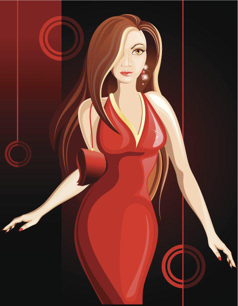 穿着红色长袍的漂亮女孩图片下载