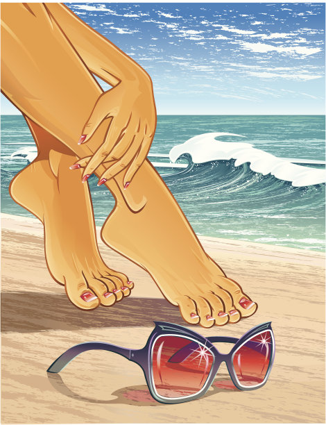 沙滩上的脚趾图片下载