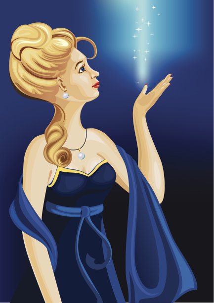 穿着蓝色长袍的女孩图片下载