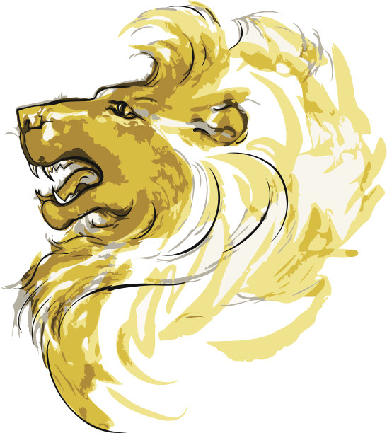 半脸口鼻狮子-在素描风格图片下载