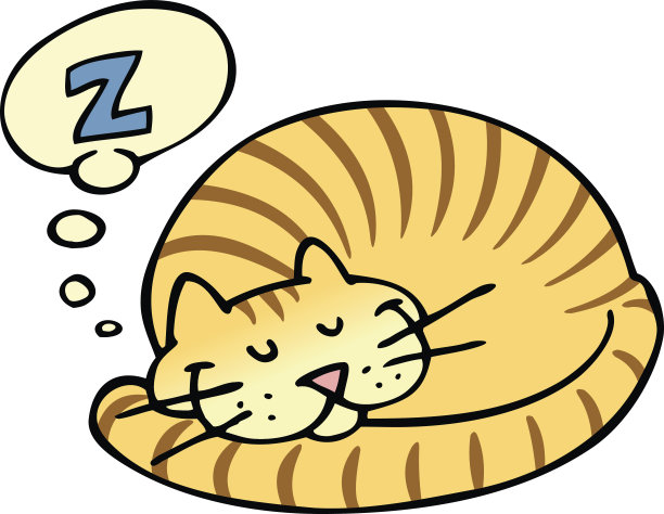 条纹橙猫睡觉的插图图片下载