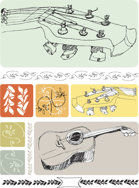 民间吉他图纸和模式设置图片下载