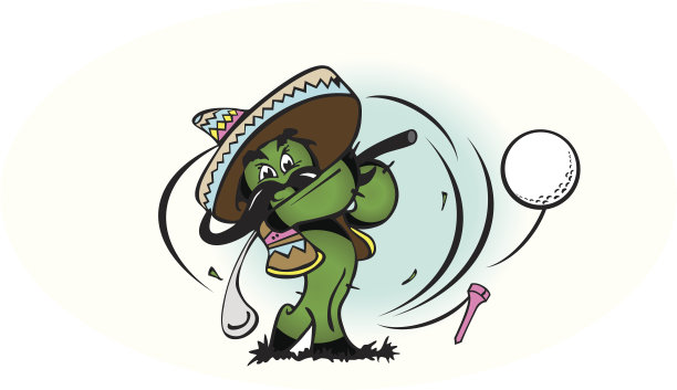 打高尔夫球的仙人掌图片下载