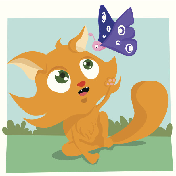 可爱的猫和蝴蝶图片下载