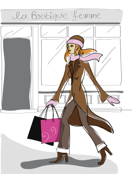 冬季购物女图片下载