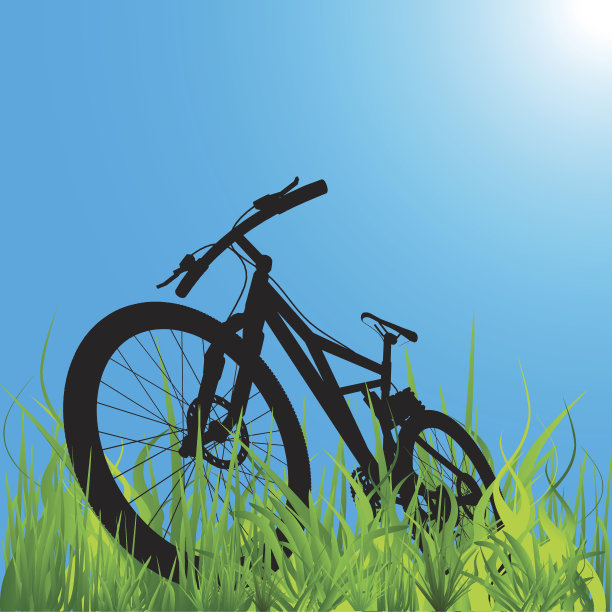 山地自行车对蓝天的模型插图图片下载