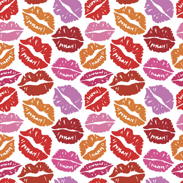 随机搭配不同颜色的唇印在白色图片下载