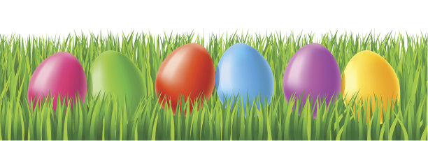 复活节彩蛋在绿色的草地上图片下载