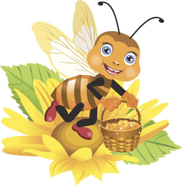 快乐的小蜜蜂带着花粉素材图片