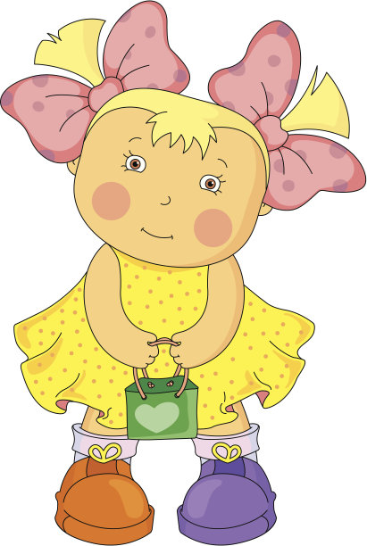 小女孩提着包素材图片