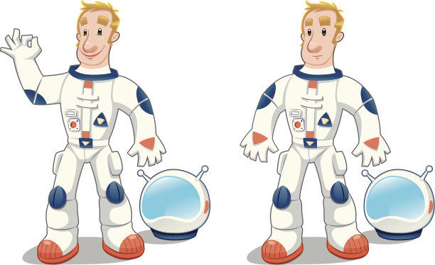 宇航员摆两种姿势。素材图片