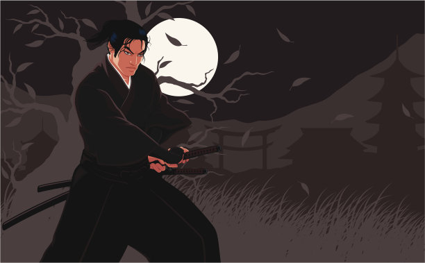 武士和月亮图片下载