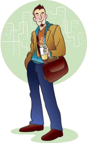 带咖啡的白人图片下载