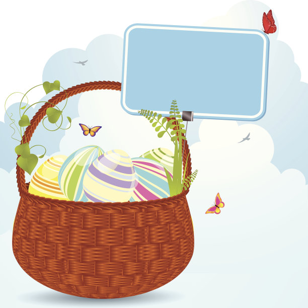 复活节篮子和标签图片下载