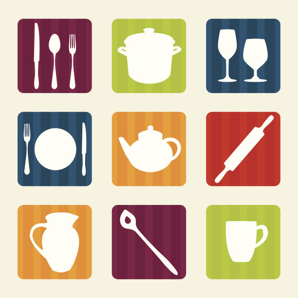 色彩丰富的厨房工具图标图片下载