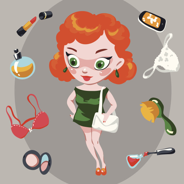 女孩的东西。红色头发的人图片下载