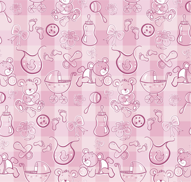 无缝图案-可爱的宝贝女孩主题图片下载