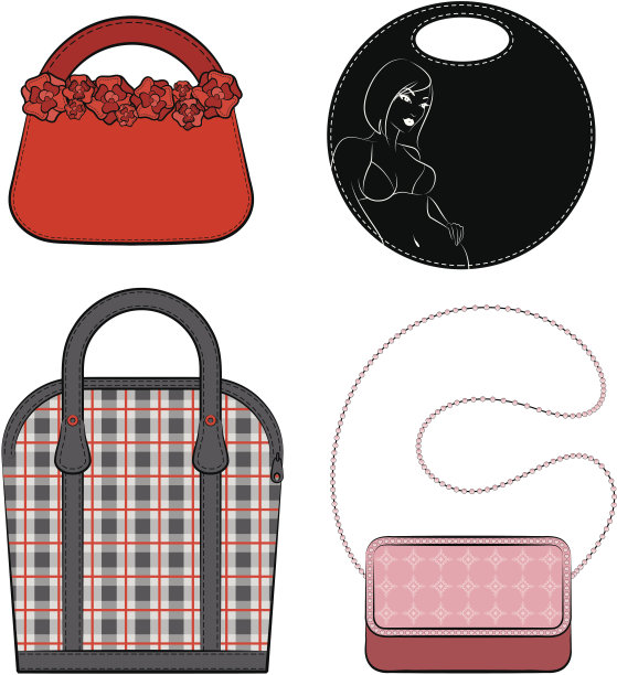 卡通女人的包。向量组图片下载