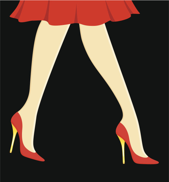 穿着漂亮鞋子的女人的纤细的脚。向量图片下载