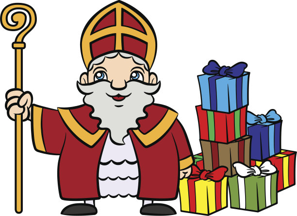 可爱的卡通圣诞老人和礼物图片下载