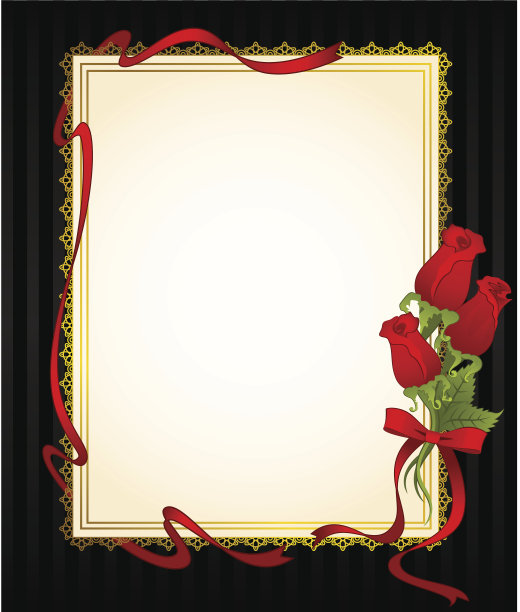 美丽的背景与红玫瑰。向量图片下载