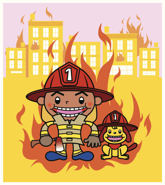 消防员和保护城镇的狗图片下载