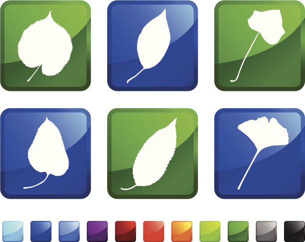 花和叶版税免费矢量图标设置贴纸图片下载