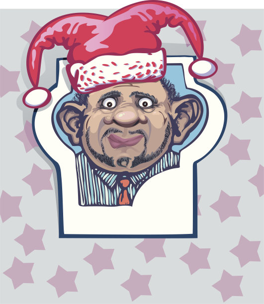 一个男人的肖像。帽子小丑。圣诞节的笑话图片下载