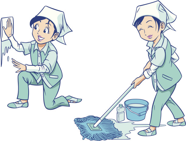清洁房间的女保洁员图片下载