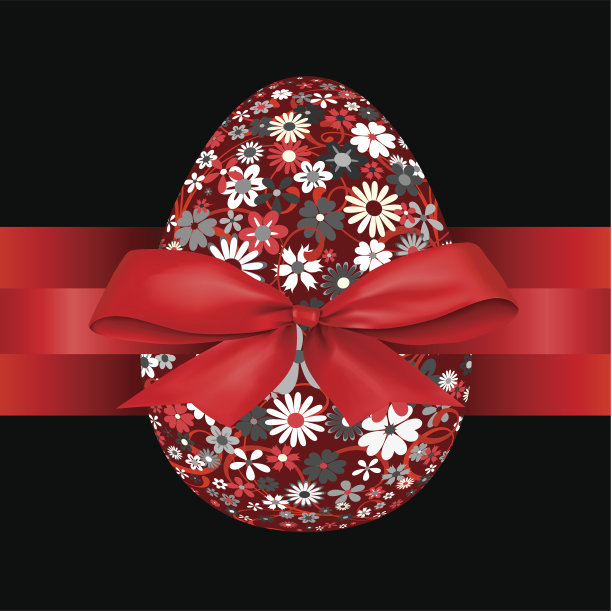 带蝴蝶结的复活节彩蛋。图片下载
