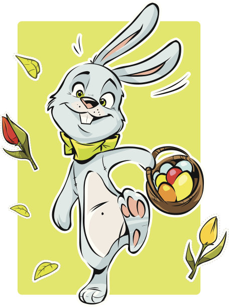 复活节兔子带着篮子跑图片下载