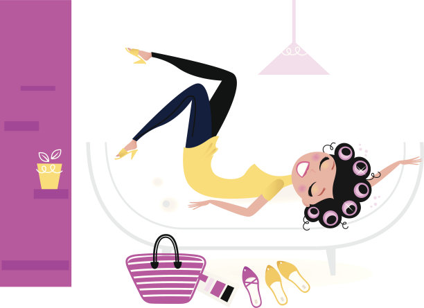 漂亮的时尚女性在她的房间里放松图片下载