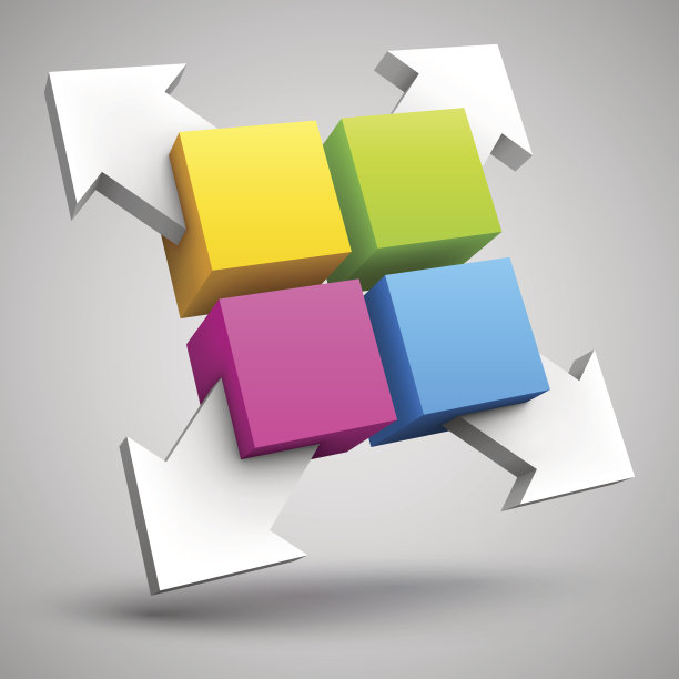 彩色立方体与箭头3D图片下载