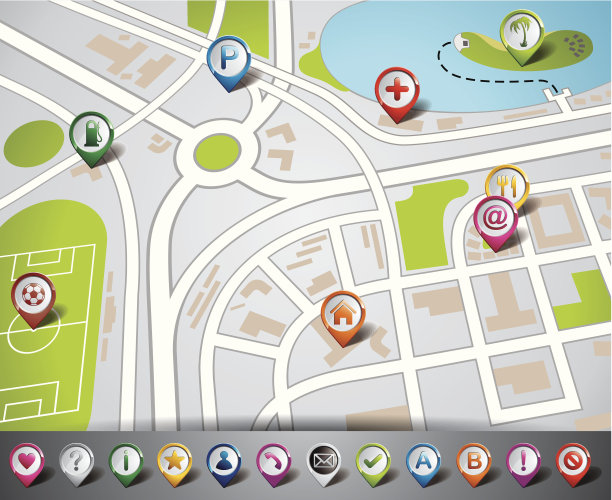 导航插图地图设计和指针设置。图片下载